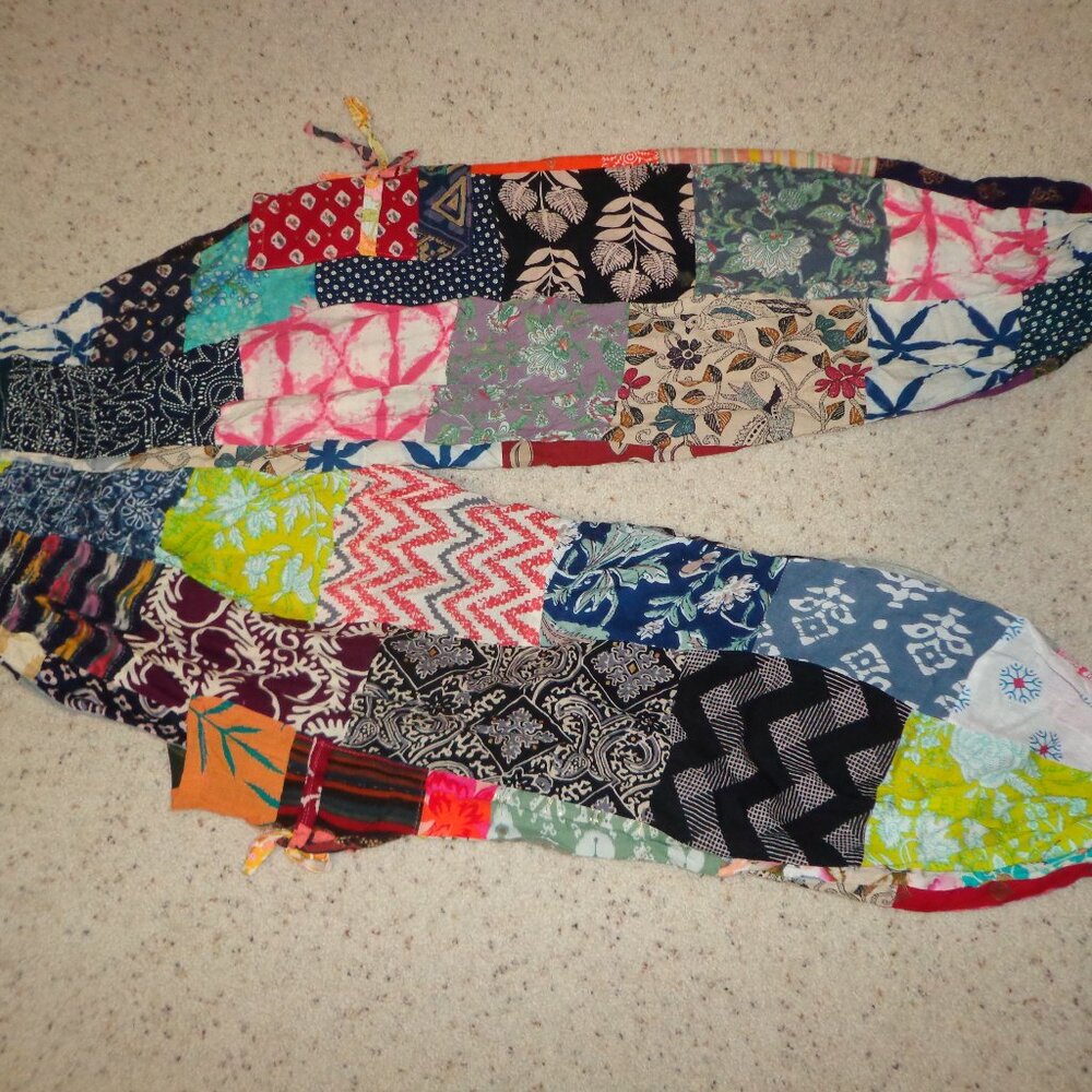 NWOT INDIA BOUTIQUE Harmen Pants O/S Multicolored 6" Shirred Elastic Waist